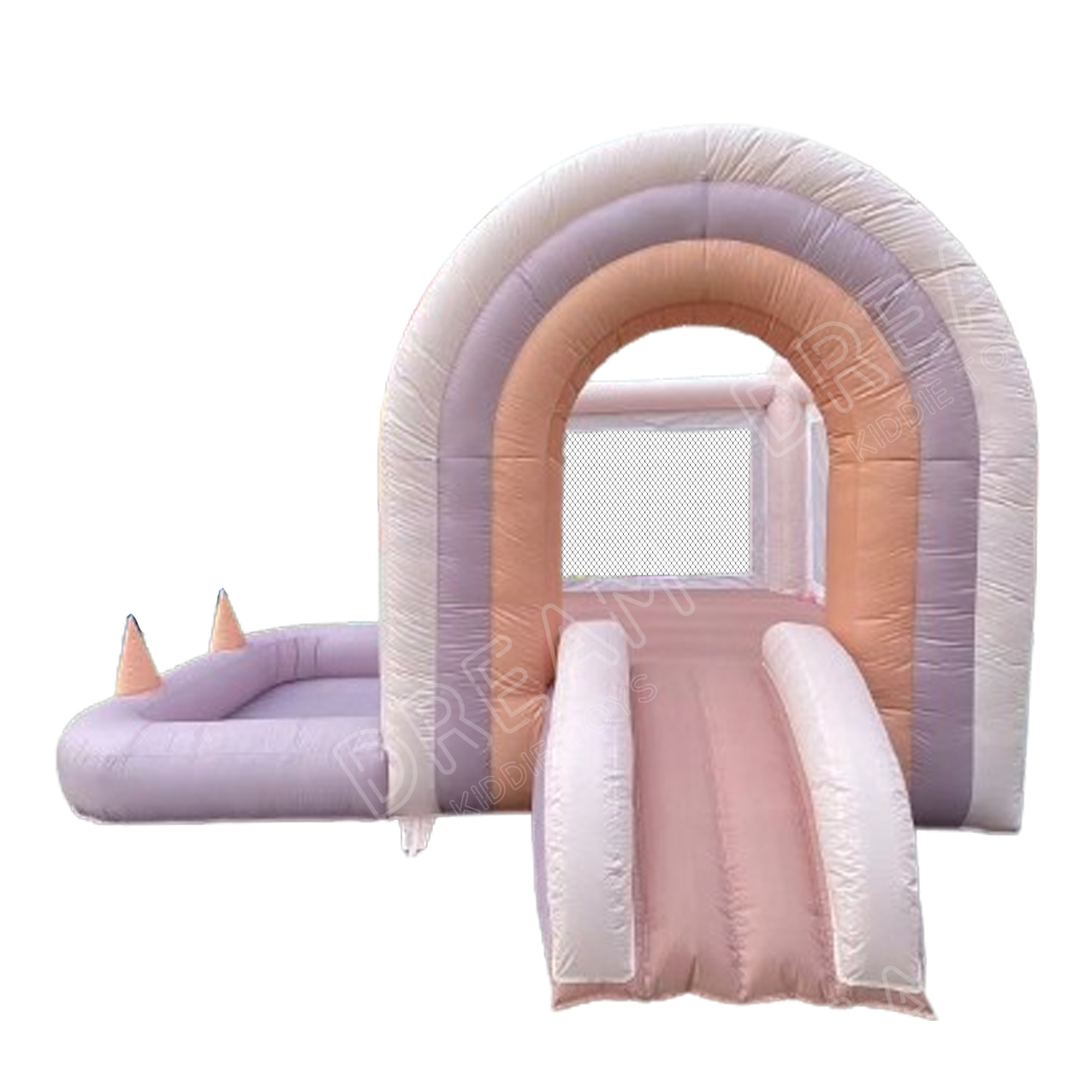 Rainbow bouncy castle toddler oxford cloth fabric inflatable trampoline indoor rainbow bounce house with ball pit