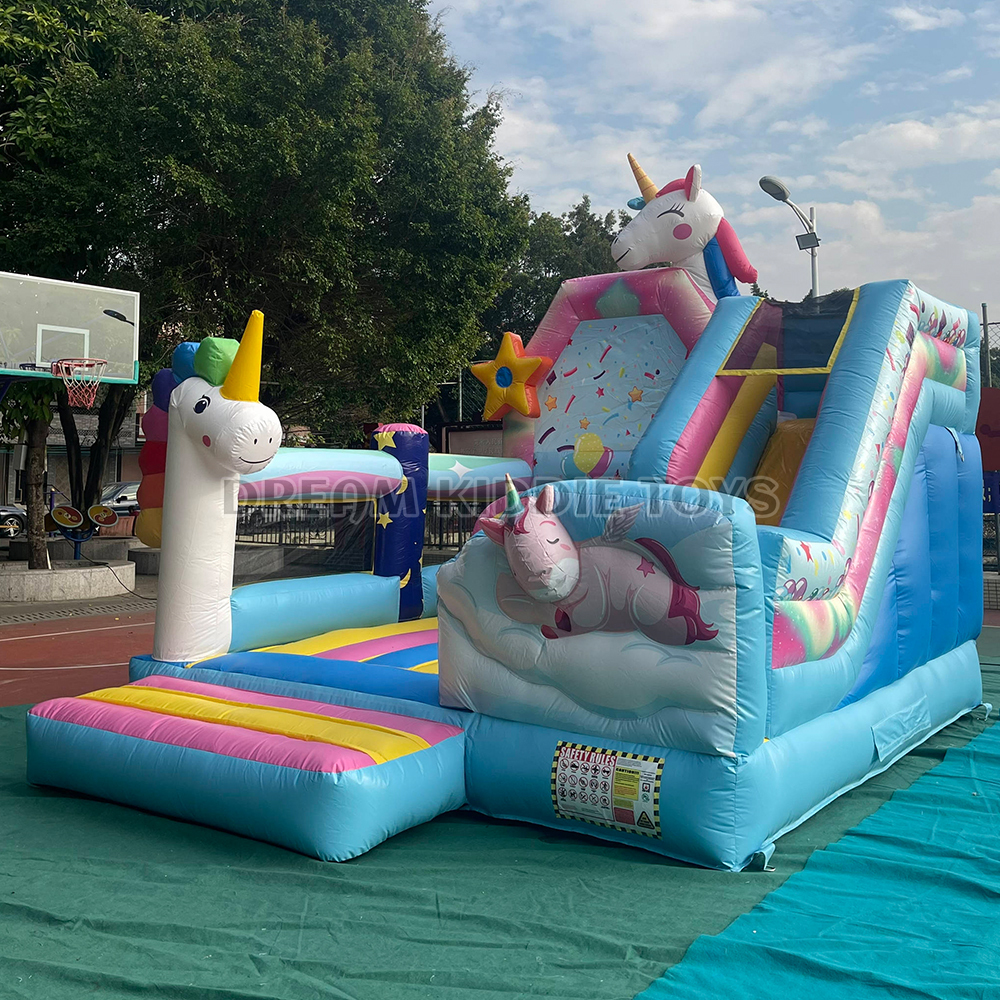 5.5MX5M Unicorn Park Inflatable Combo Jumping Castle With Slide For Kids Birthday Unircorn Bounce House For Party Rental