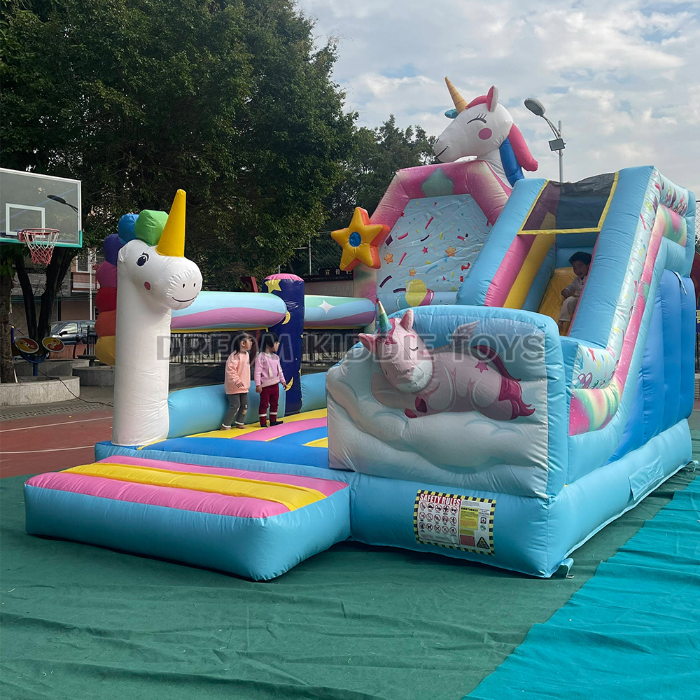 5.5MX5M Unicorn Park Inflatable Combo Jumping Castle With Slide For Kids Birthday Unircorn Bounce House For Party Rental