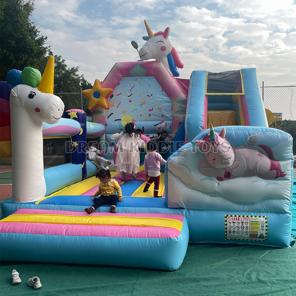 5.5MX5M Unicorn Park Inflatable Combo Jumping Castle With Slide For Kids Birthday Unircorn Bounce House For Party Rental