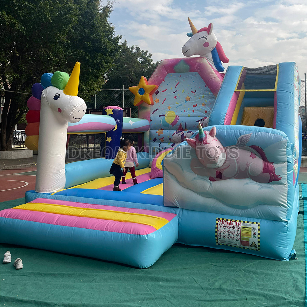 5.5MX5M Unicorn Park Inflatable Combo Jumping Castle With Slide For Kids Birthday Unircorn Bounce House For Party Rental