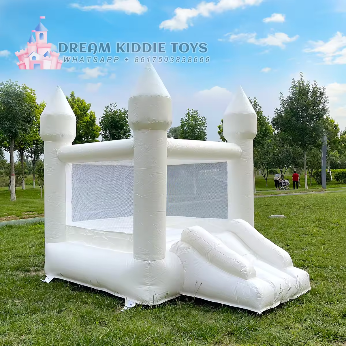6FTx8FT Backyard White Mini PVC Inflatable Bounce House with Slide Bouncy Area for Kids
