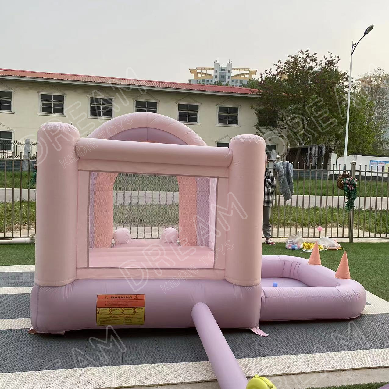 Rainbow bouncy castle toddler oxford cloth fabric inflatable trampoline indoor rainbow bounce house with ball pit