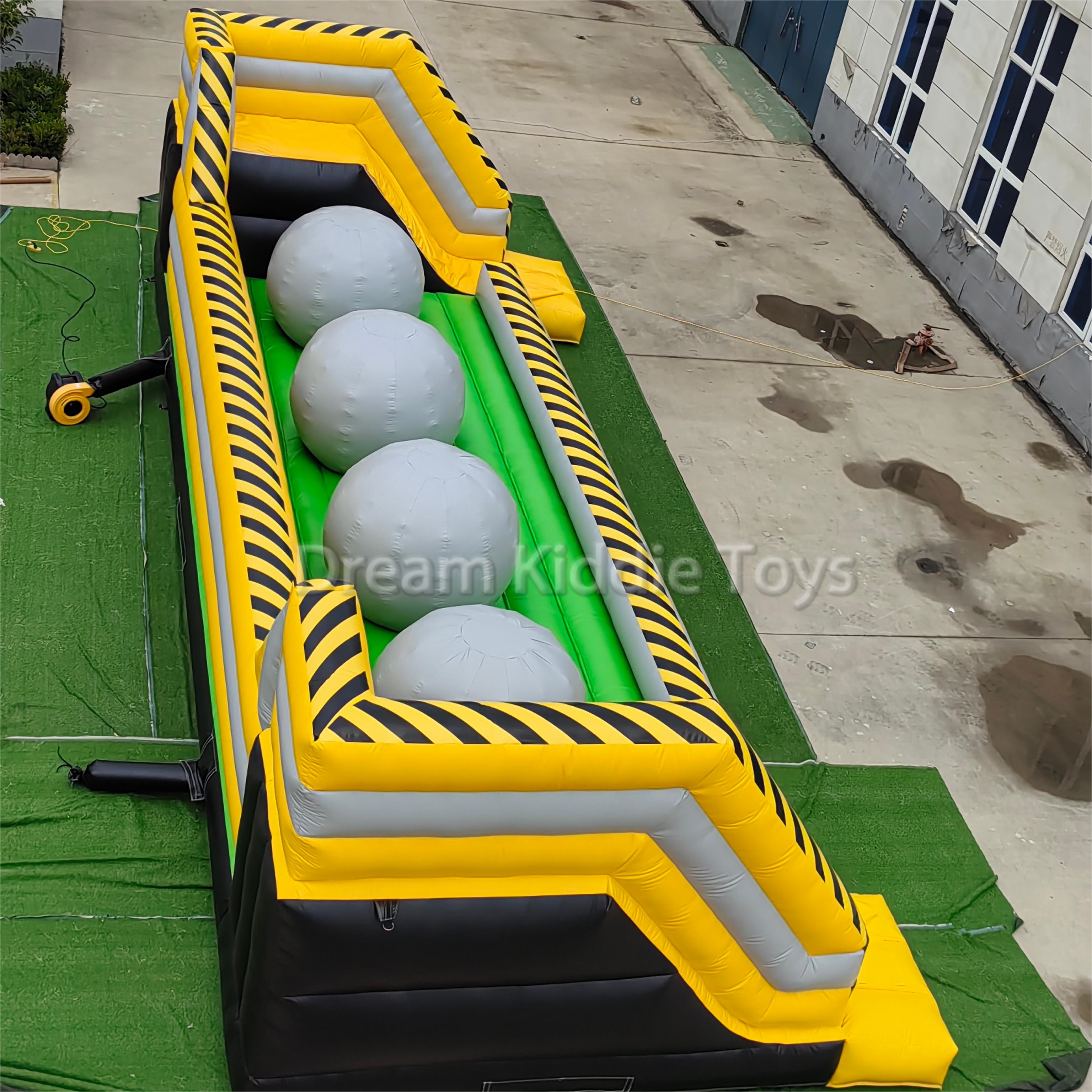 Extreme Ball Run Wipeout Challenge Obstacle Course Inflatable Big Baller Wipe Out Zone Leaps N Bounds Game Outdoor