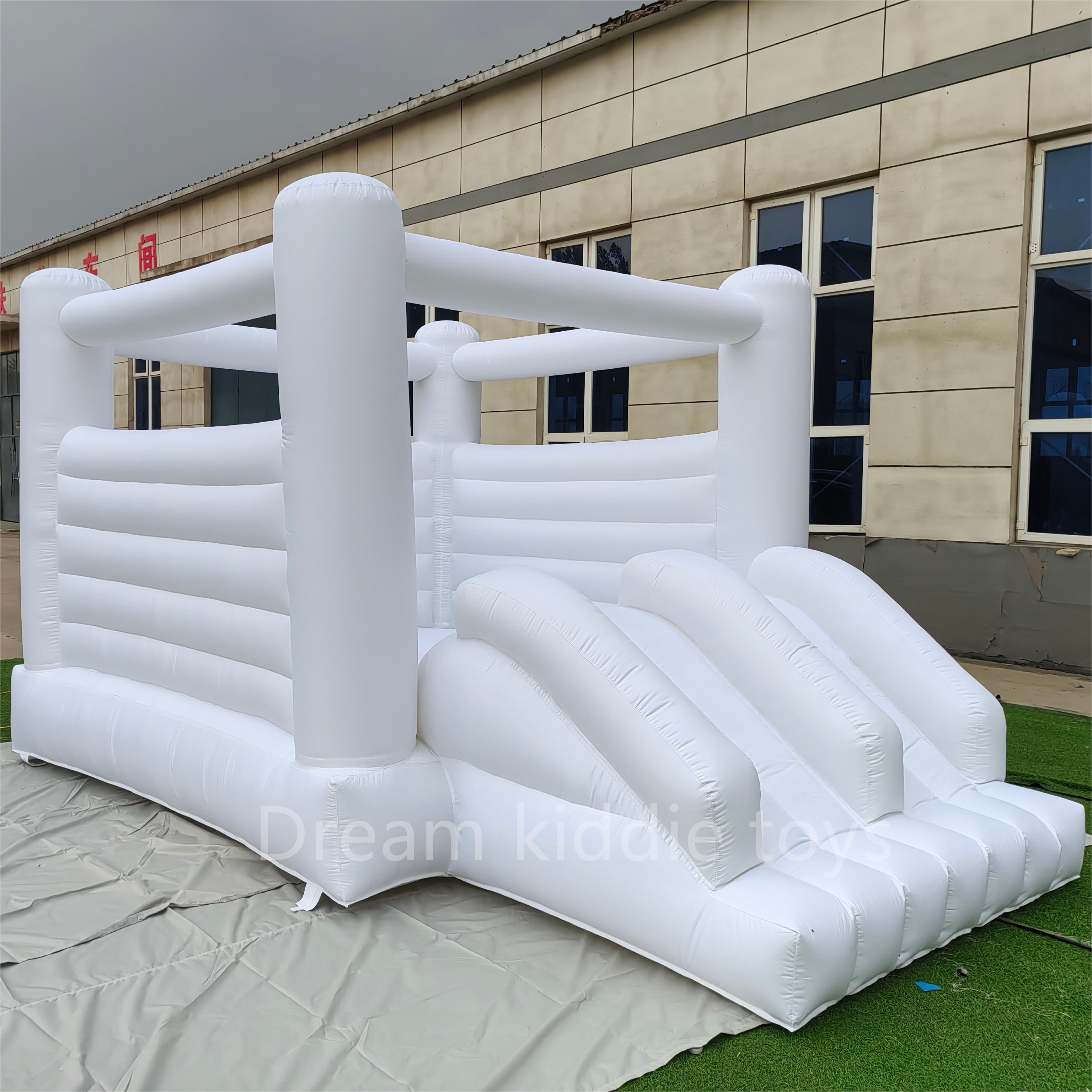 White bounce house jumping castle commercial inflatable double slides for toddler kids jumping house adults inflatable bouncer