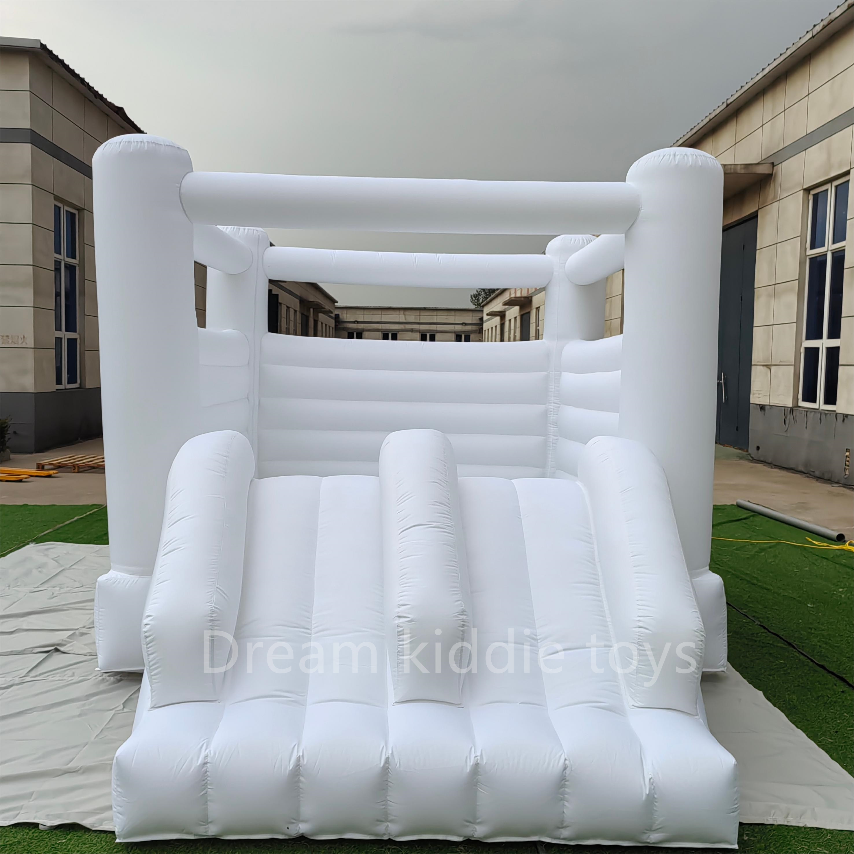 White bounce house jumping castle commercial inflatable double slides for toddler kids jumping house adults inflatable bouncer