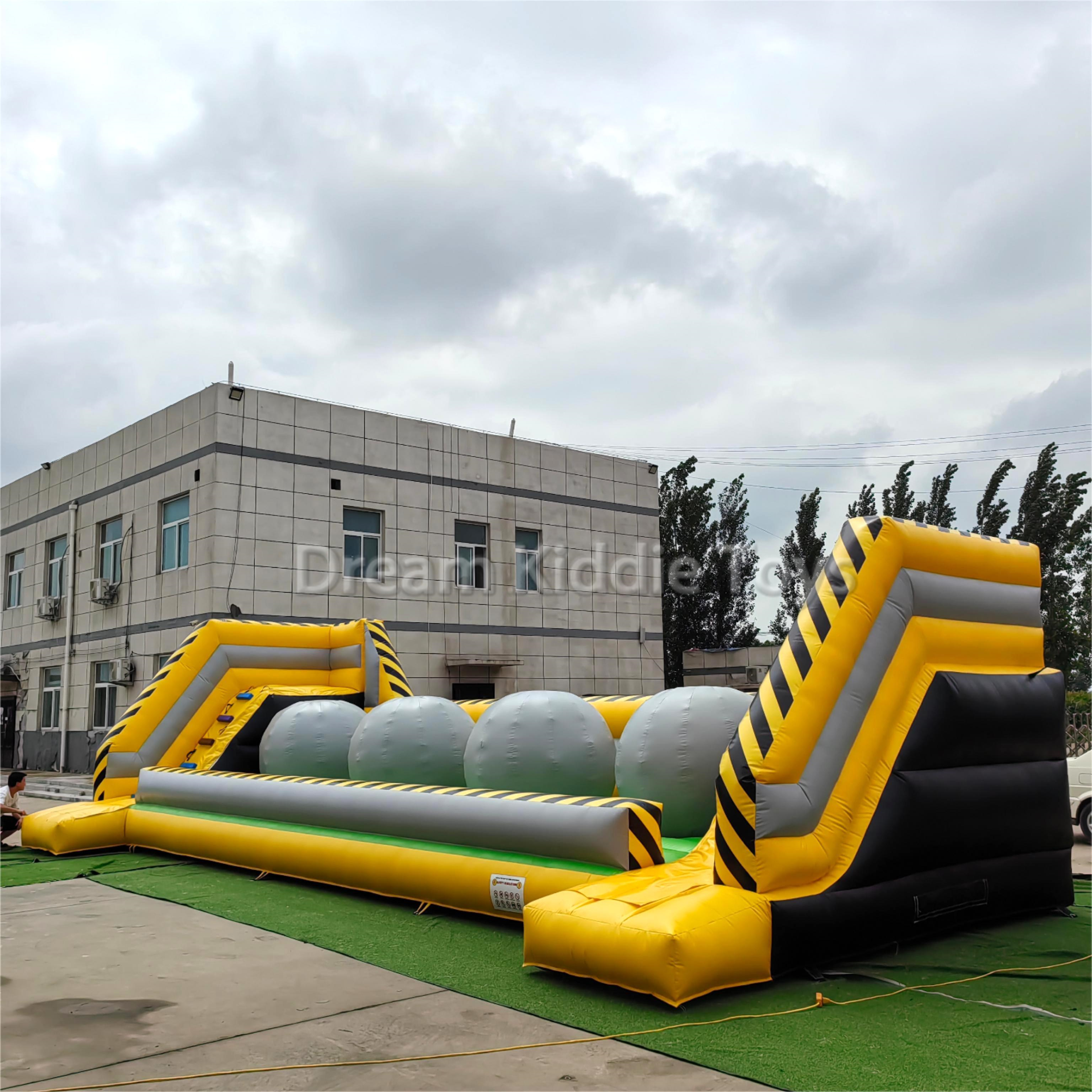 Extreme Ball Run Wipeout Challenge Obstacle Course Inflatable Big Baller Wipe Out Zone Leaps N Bounds Game Outdoor
