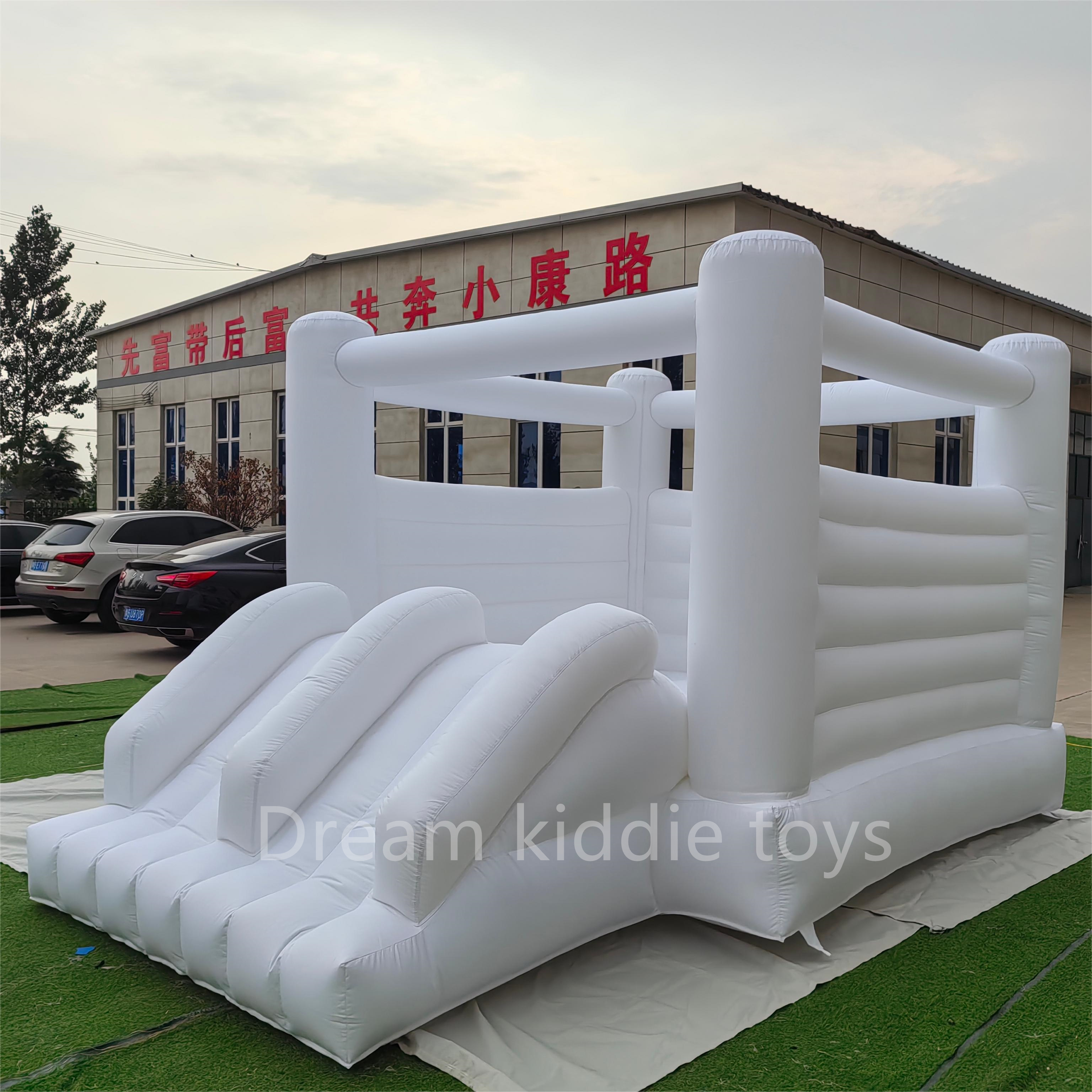 White bounce house jumping castle commercial inflatable double slides for toddler kids jumping house adults inflatable bouncer