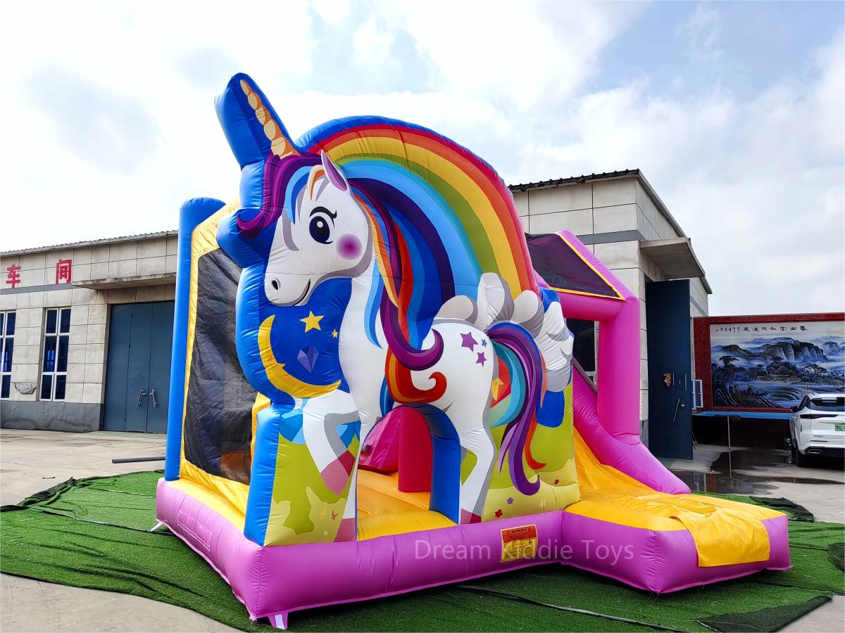Unicorn Commercial Inflatable Castle slide combo With Slide Kids Bounce House Castle Inflatable Bouncer