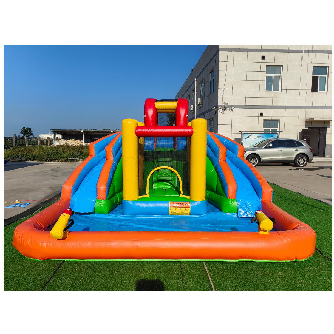 Inflatable Water Double Slide Inflatable Backyard Double Lane Kids Water Slide With Splash Pool And Spray Gun