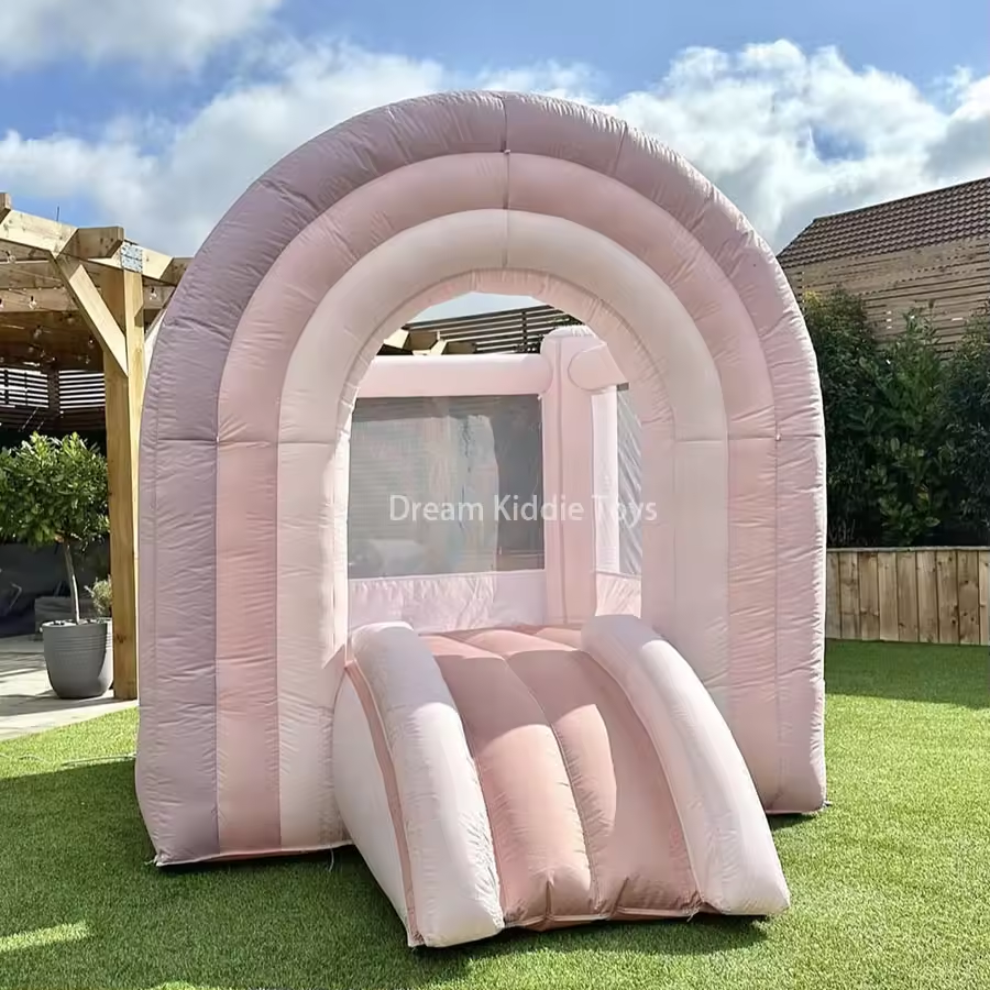 Mini Girl Rainbow Bouncy House Pastel Lavender Jumping House Bouncy Castle Kid's bounce castle 
