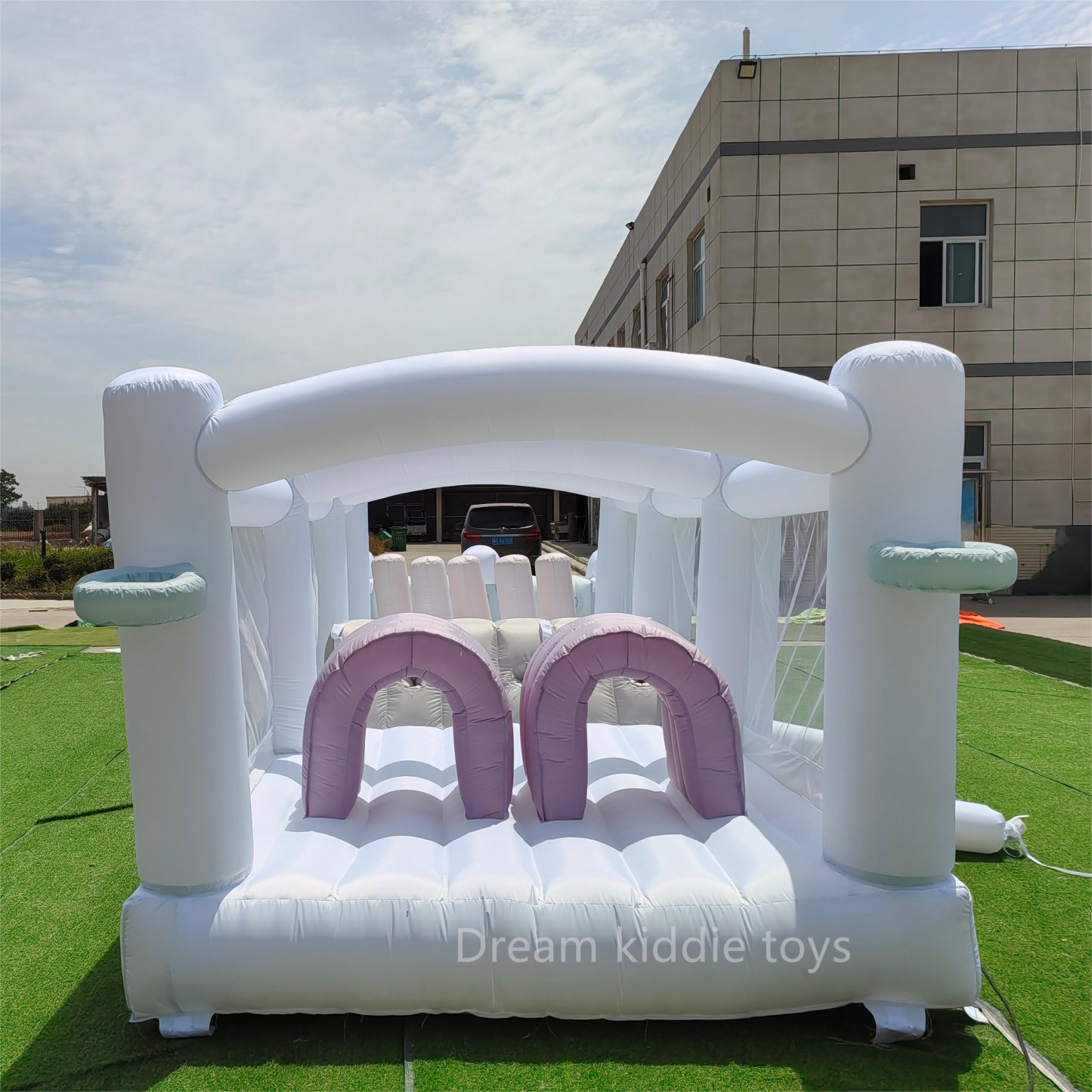 Inflatable Obstacle Course For Kid Jumper Castle Amusement Park White Bounce House Children Obstacle Course  Game For Party