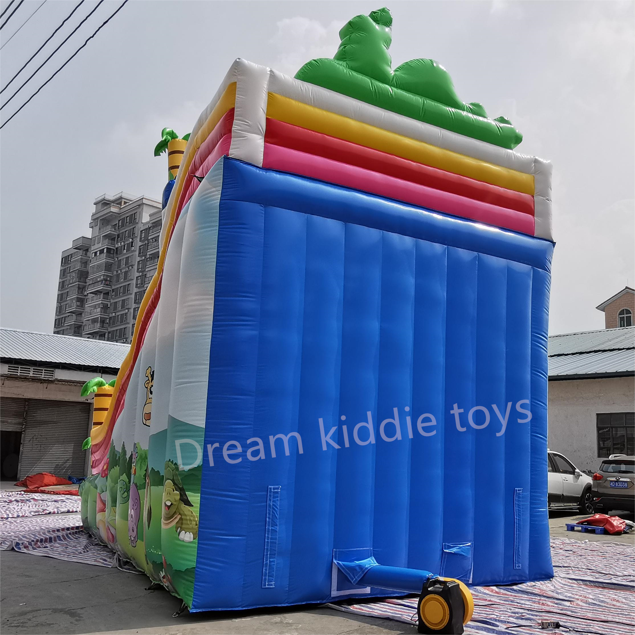 Commercial bounce house grade outdoor water slide palm tree swimming pool inflatable slide for adults