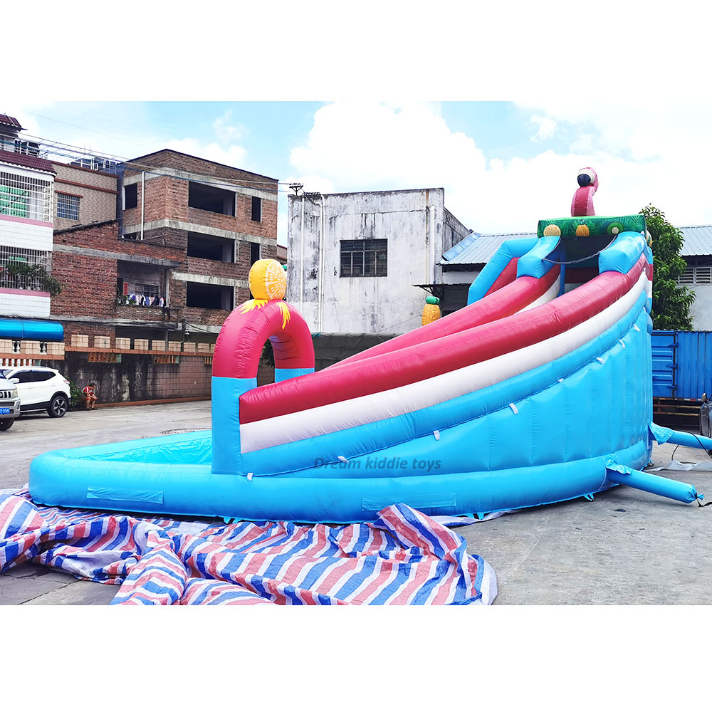 Flamingo Commercial Water Slide Outdoor Inflatable Bouncy Water Slide Splash Pool