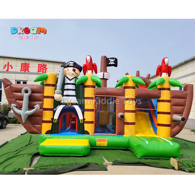 Pirate Ship Theme Inflatable Bouncy Castle Jumping House with Slide