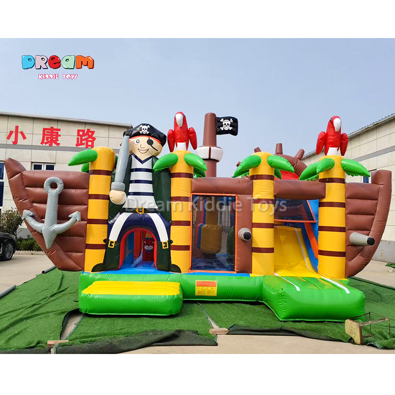 Pirate Ship Theme Inflatable Bouncy Castle Jumping House with Slide