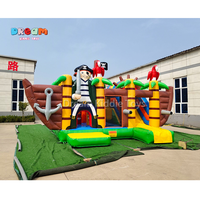 Pirate Ship Theme Inflatable Bouncy Castle Jumping House with Slide