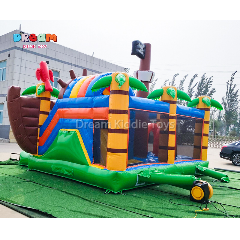 Pirate Ship Theme Inflatable Bouncy Castle Jumping House with Slide