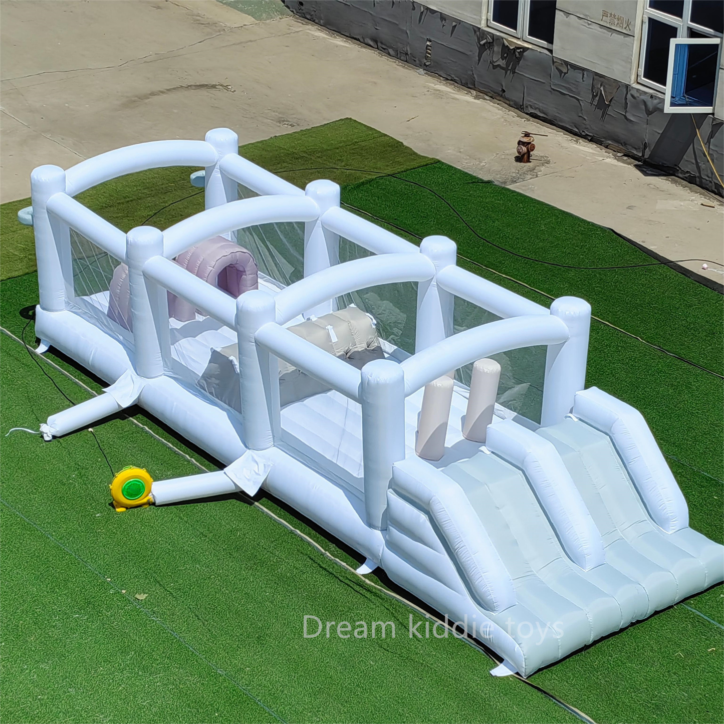 Inflatable Obstacle Course For Kid Jumper Castle Amusement Park White Bounce House Children Obstacle Course  Game For Party