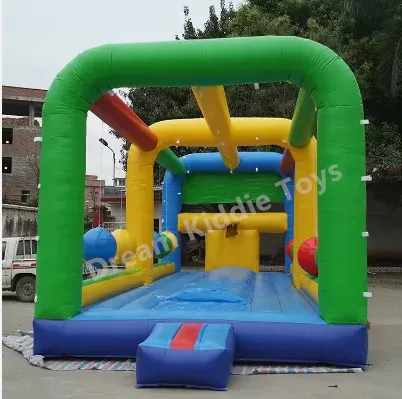 Giant Inflatable gauntlet ball challenge inflatable Obstable interactive adult sport game bouncy swing ball sports game