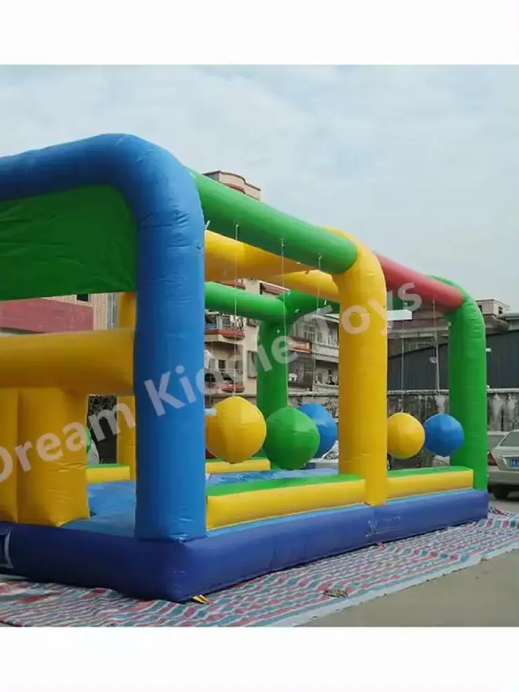 Giant Inflatable gauntlet ball challenge inflatable Obstable interactive adult sport game bouncy swing ball sports game