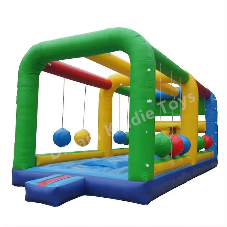 Giant Inflatable gauntlet ball challenge inflatable Obstable interactive adult sport game bouncy swing ball sports game