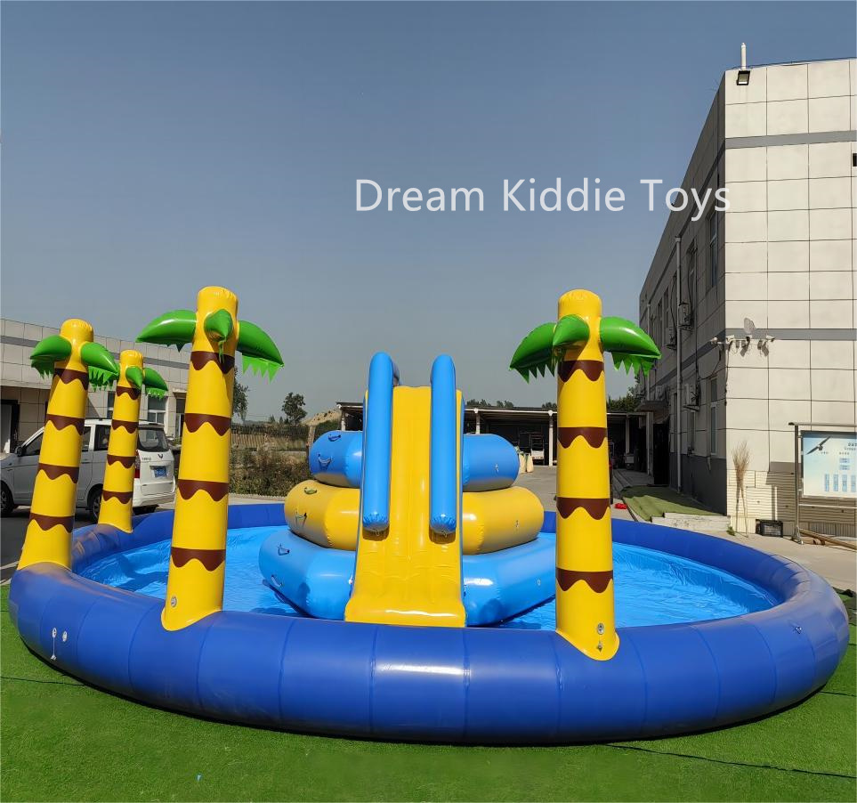 10m palm tree inflatable water slide water park inflatable pool water playground park for sale
