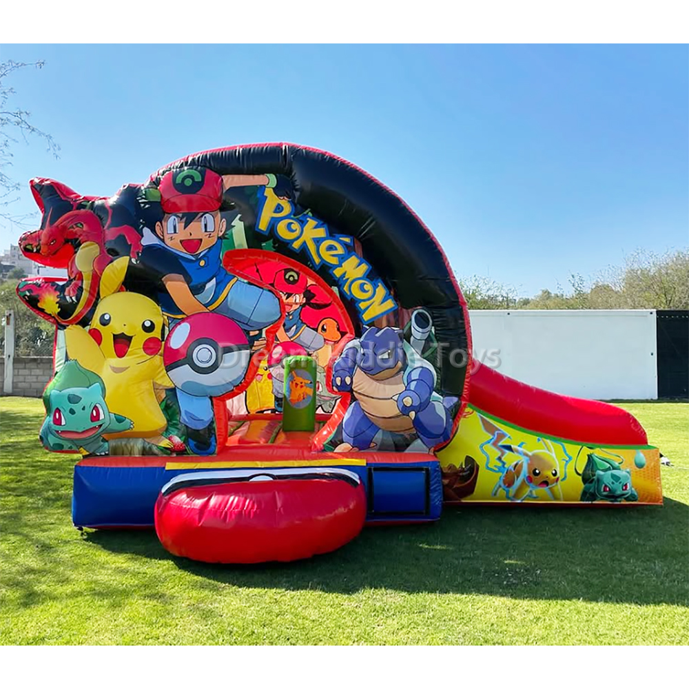 Poke mon Kids Commercial Jumping Bouncy Castle Inflatable bouncers Children bounce house cartoon Inflatable Combo bouncer for Kids