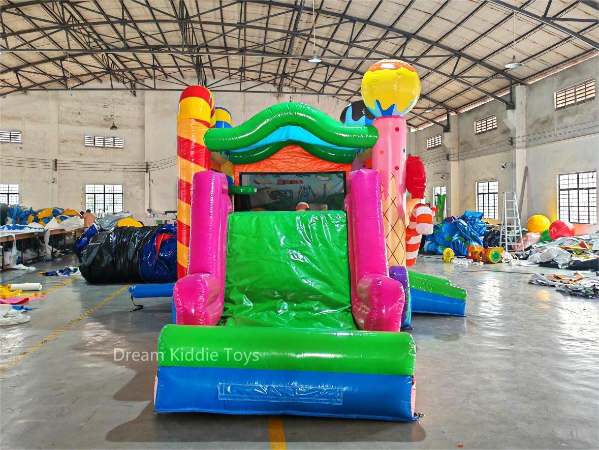 Candy Bounce House inflatable Girl playing Jumping castle combo slide cartoon kids playground inflatable slide outdoor
