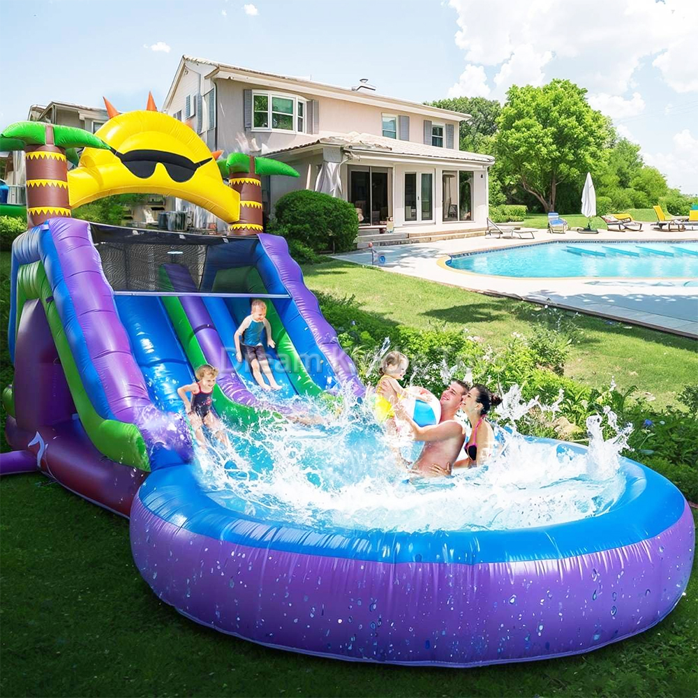 Commercial Mini Bouncy Water slide Park Splash Pool Backyard Home Use Inflatable Water Slide For Kids Outdoor