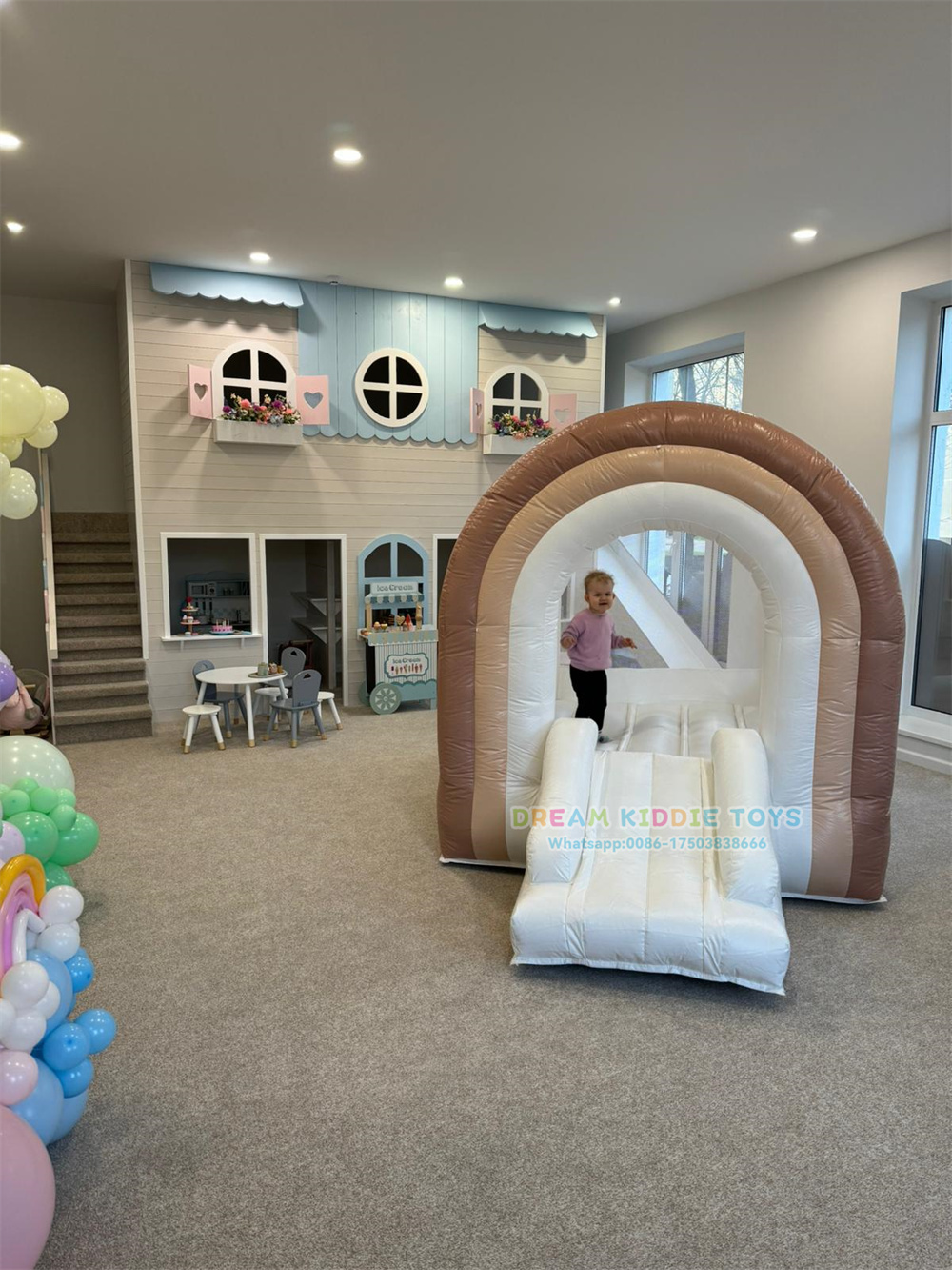 Commecial PVC material Rainbow Bouncy House Brown Jumping House Bouncy Castle Mini bounce