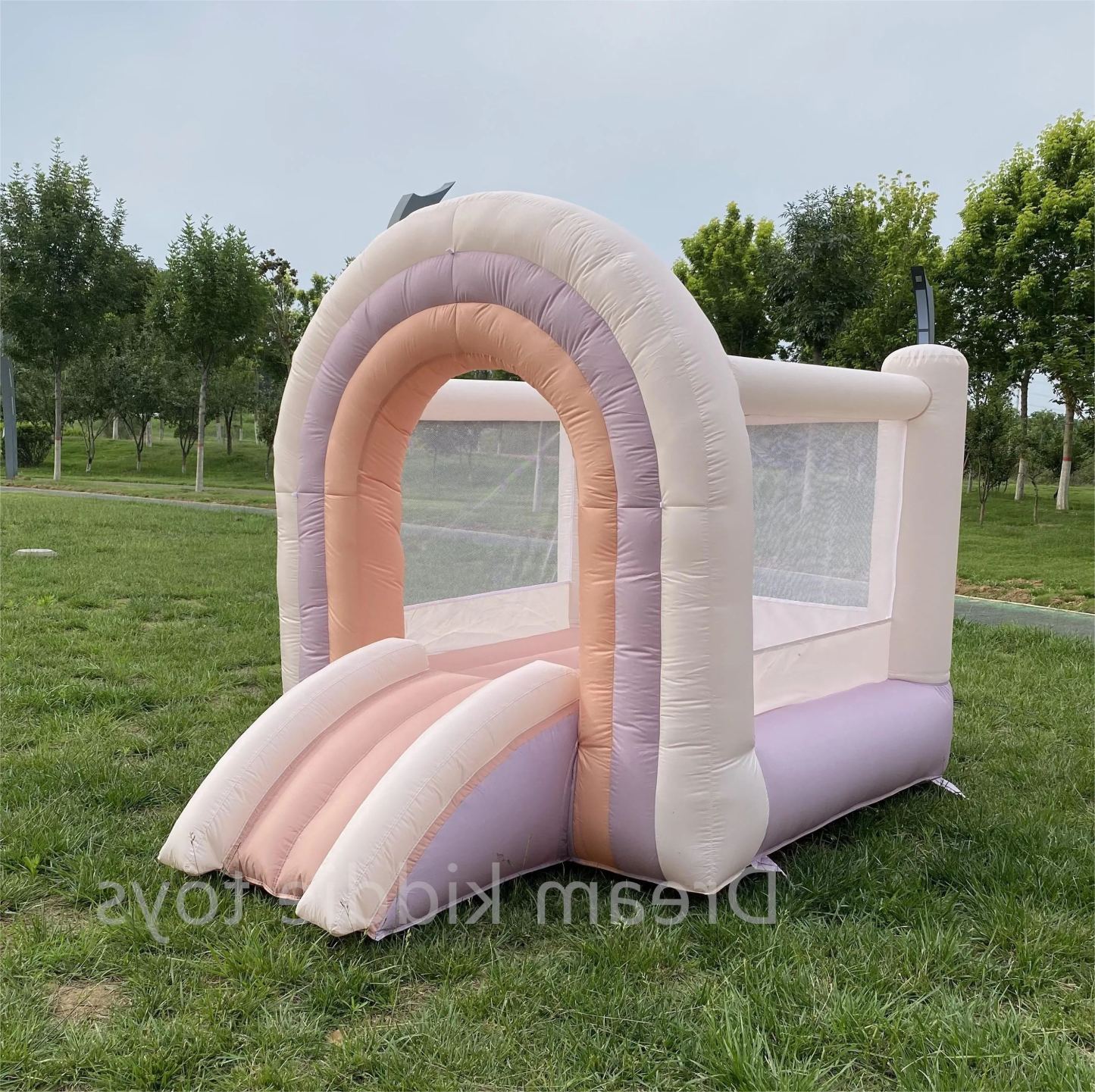 Rainbow Bounce House Commercial Inflatable Bouncer Bouncy Castle jumping castle combo with slide for Kids