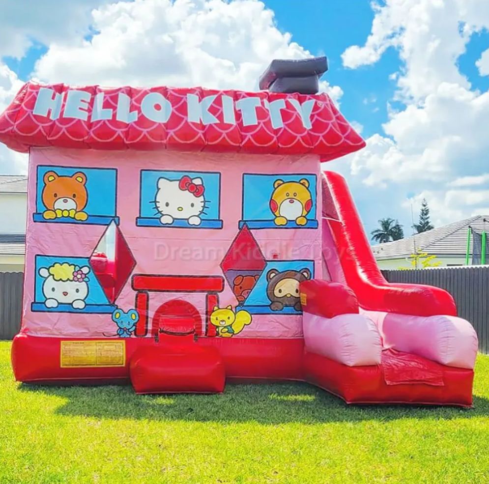 Children Commercial Jumping Bouncy Castle Kitty Inflatable bouncers Pink bounce house cartoon Inflatable Combo bouncer for Kids