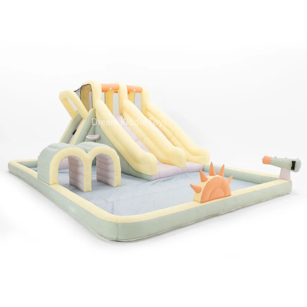 Residential Pastel Bouncy Water slide Park Splash Pool Backyard Home Use Inflatable Water Slide For Kids Outdoor