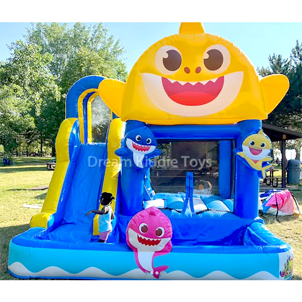 Baby Inflatable Water Slide Rental Shark Commercial Inflatable Bouncy Castle with Pool