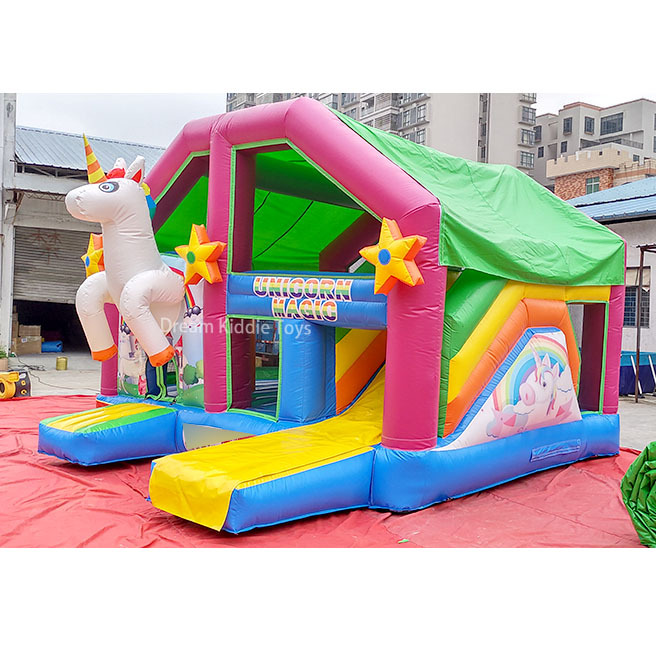 New Designed Unicorn Inflatable  bounce house  Unicorn Bouncy Castle with slide