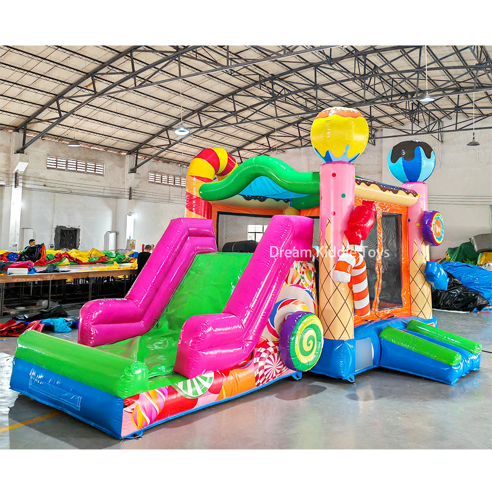 Candy Bounce House inflatable Girl playing Jumping castle combo slide cartoon kids playground inflatable slide outdoor