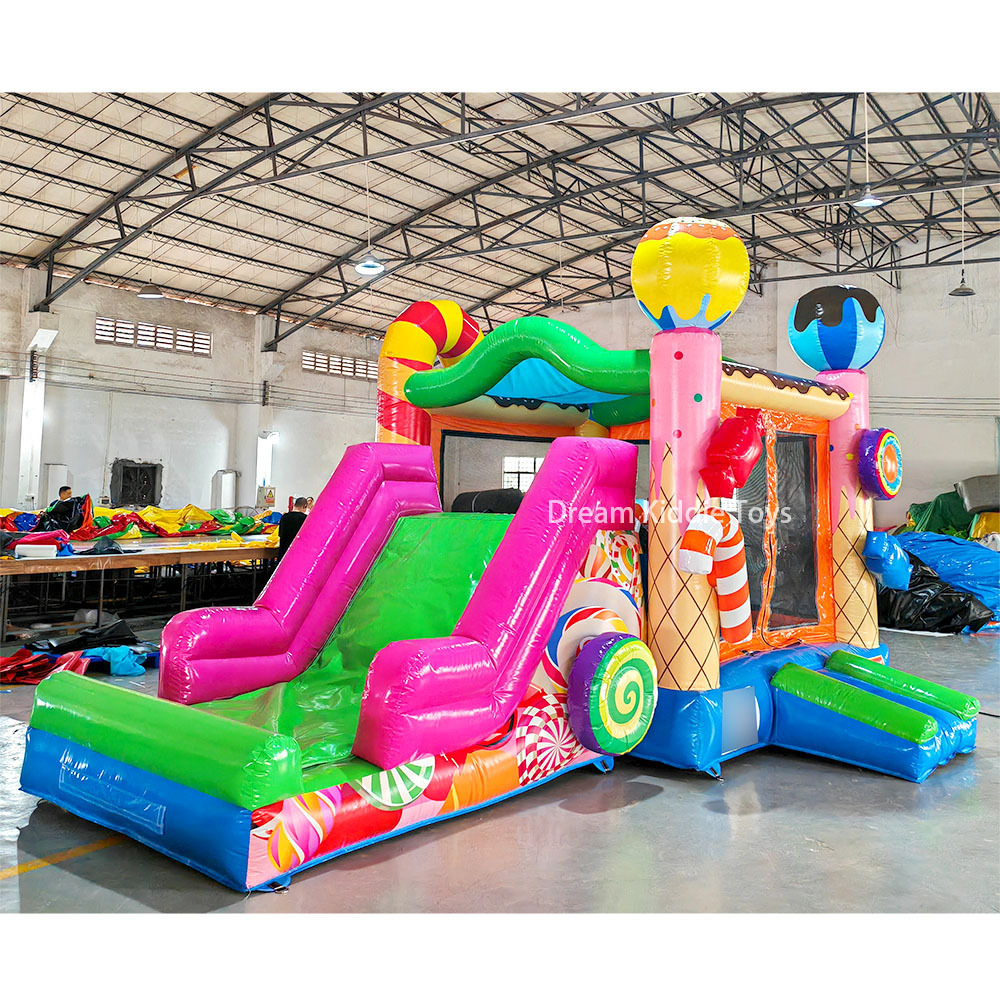 Candy Bounce House inflatable Girl playing Jumping castle combo slide cartoon kids playground inflatable slide outdoor