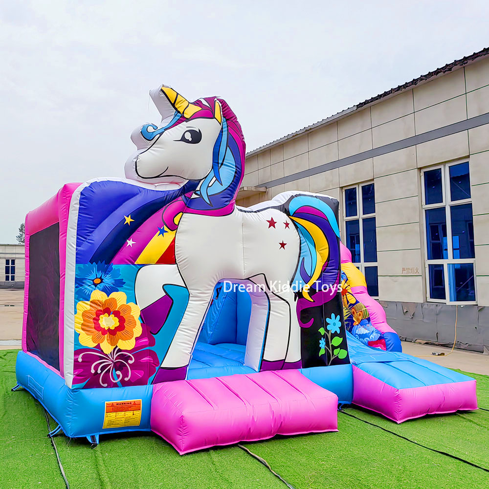 Unicorn Inflatable Castle Jumping Combo Slide Children's Bounce House Castle Inflatable Bouncer