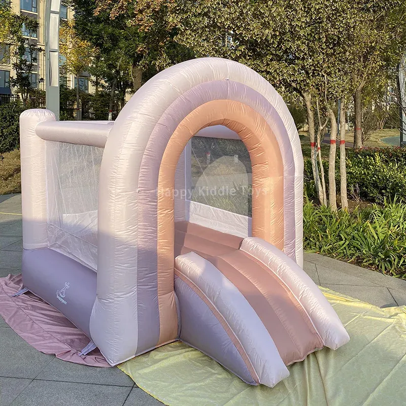 Mini Rainbow Bouncy Castle Toddler Kids Home/Outdoor Portable Bounce Castle Pink Rainbow 
