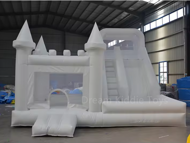 Outdoor Wedding White Bounce House with slide Giant Inflatable Castle Combo slide pool jumping house for Rental