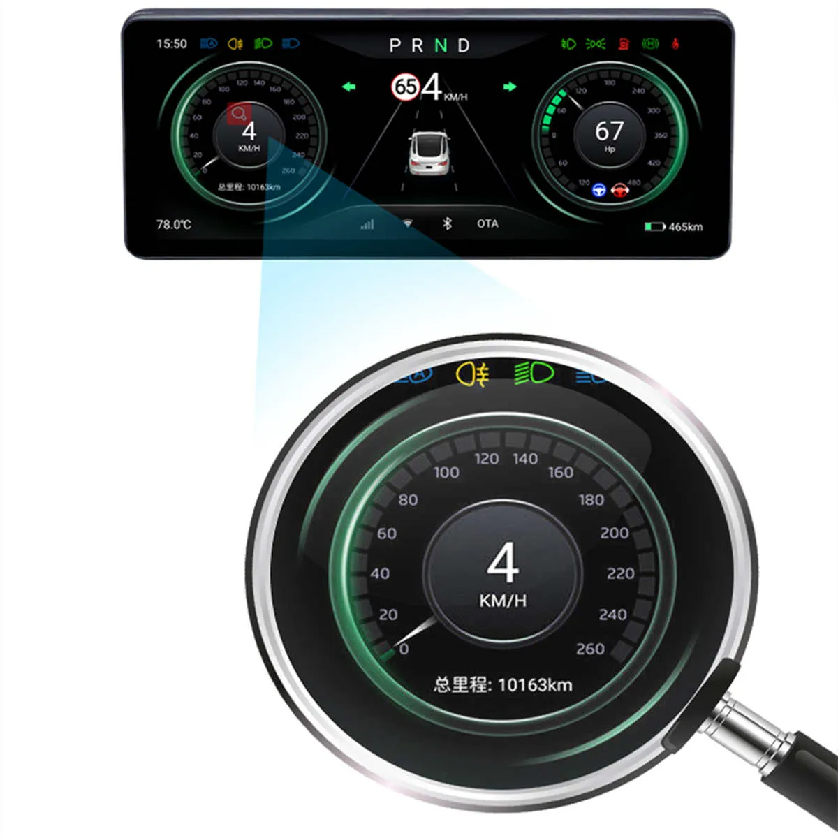 10.25 Inch Hud 4G Android Tesla Model 3 / Y LCD Instrument Dashboard Display-TESGOD