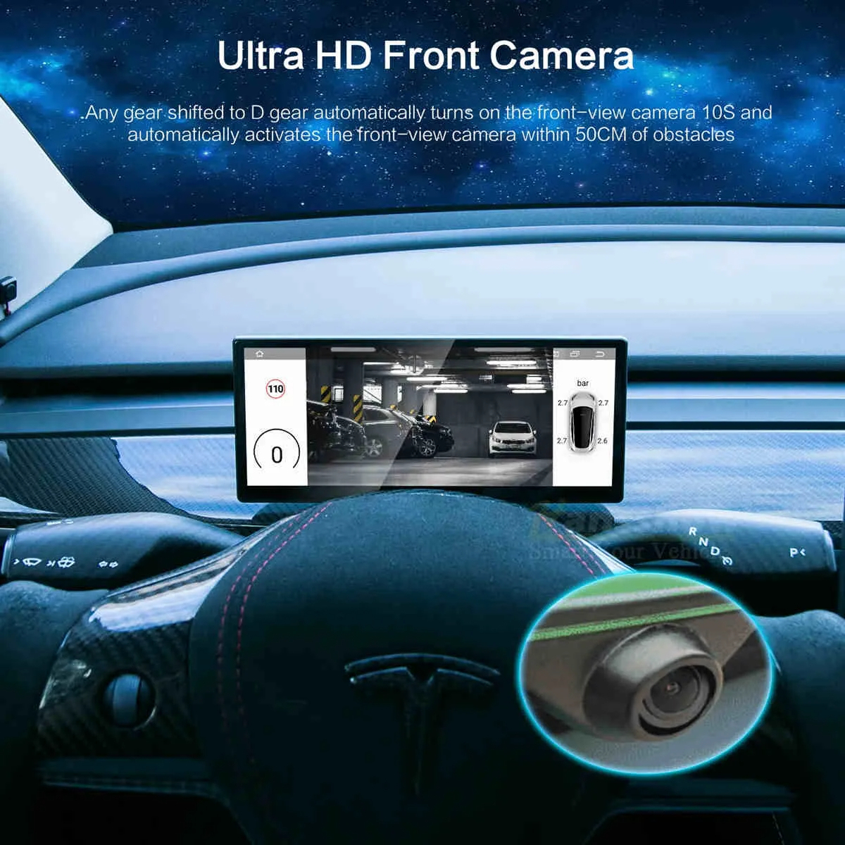 10.25 Inch Hud 4G Android Tesla Model 3 / Y LCD Instrument Dashboard Display-TESGOD