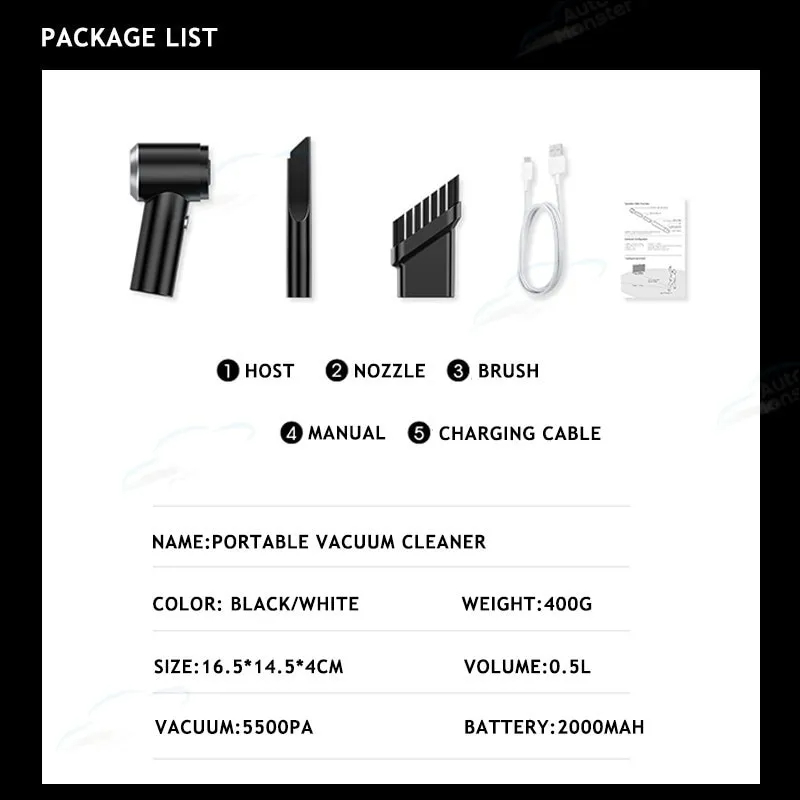 120W 9000pa Handheld Portable Vacuum Cleaner-TESGOD