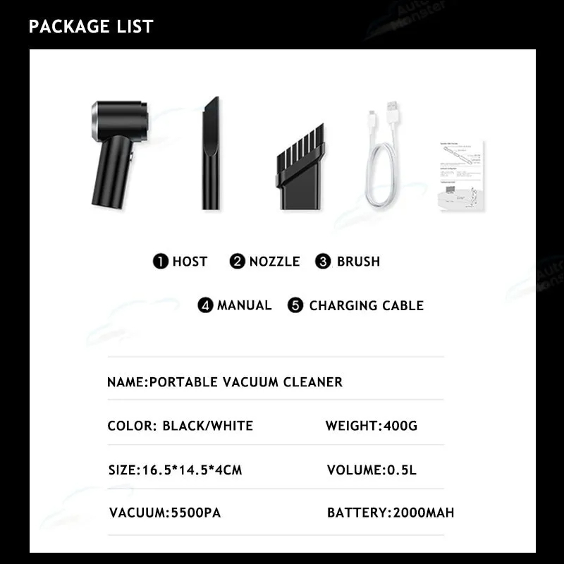 120W 9000pa Handheld Portable Vacuum Cleaner-TESGOD