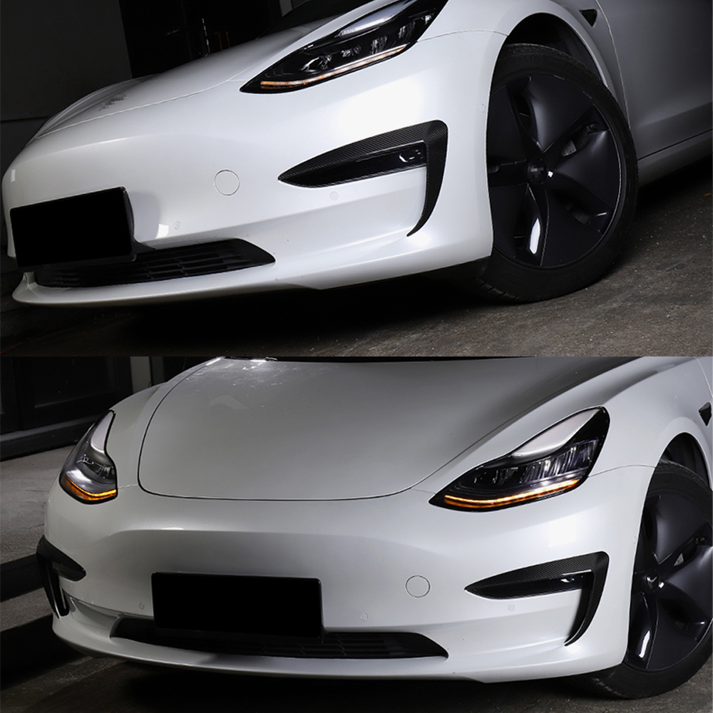 Fog Light Trim for Tesla Model 3/Y - High-Quality ABS with Carbon Fiber Finish-TESGOD