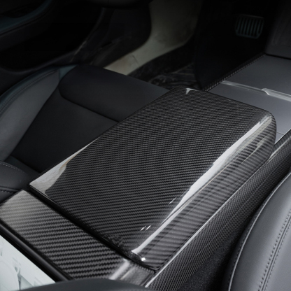 Real Carbon Fiber Center Console Armrest Cover for Tesla Model 3（2018-2024+）/ Model Y（2020-2024）-TESGOD
