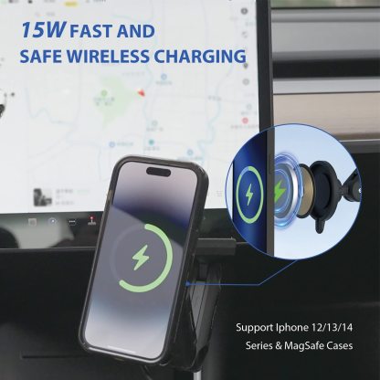 Adjustable Magnetic Wireless Car Charger Holder for Tesla Model 3（2017-2023.10）/ Y（2020-2024）-TESGOD