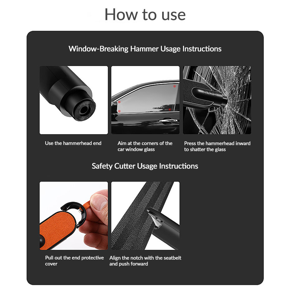 2-in-1 Window Breaker and Seatbelt Cutter for Tesla Model 3/Y/X/S