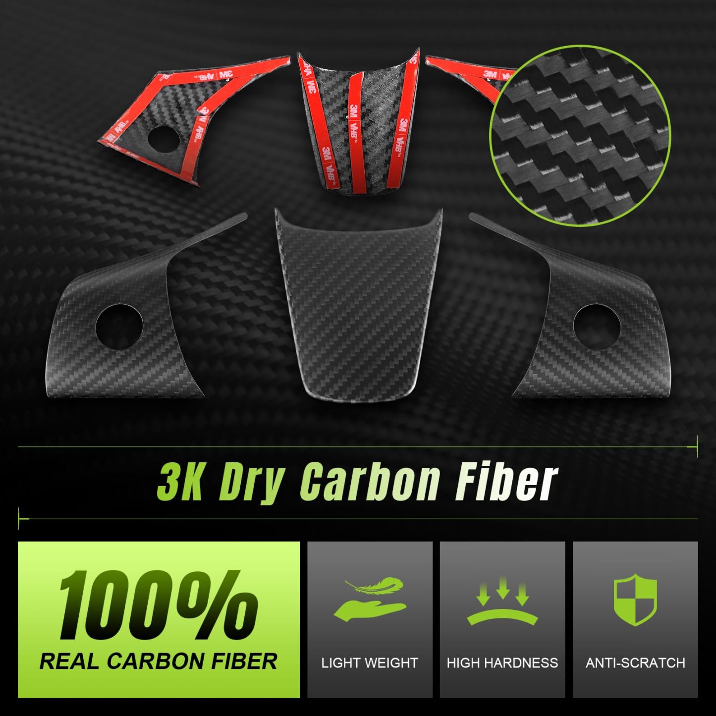 True Carbon Fiber Steering Wheel Patch for Tesla Model 3/Y-TESGOD